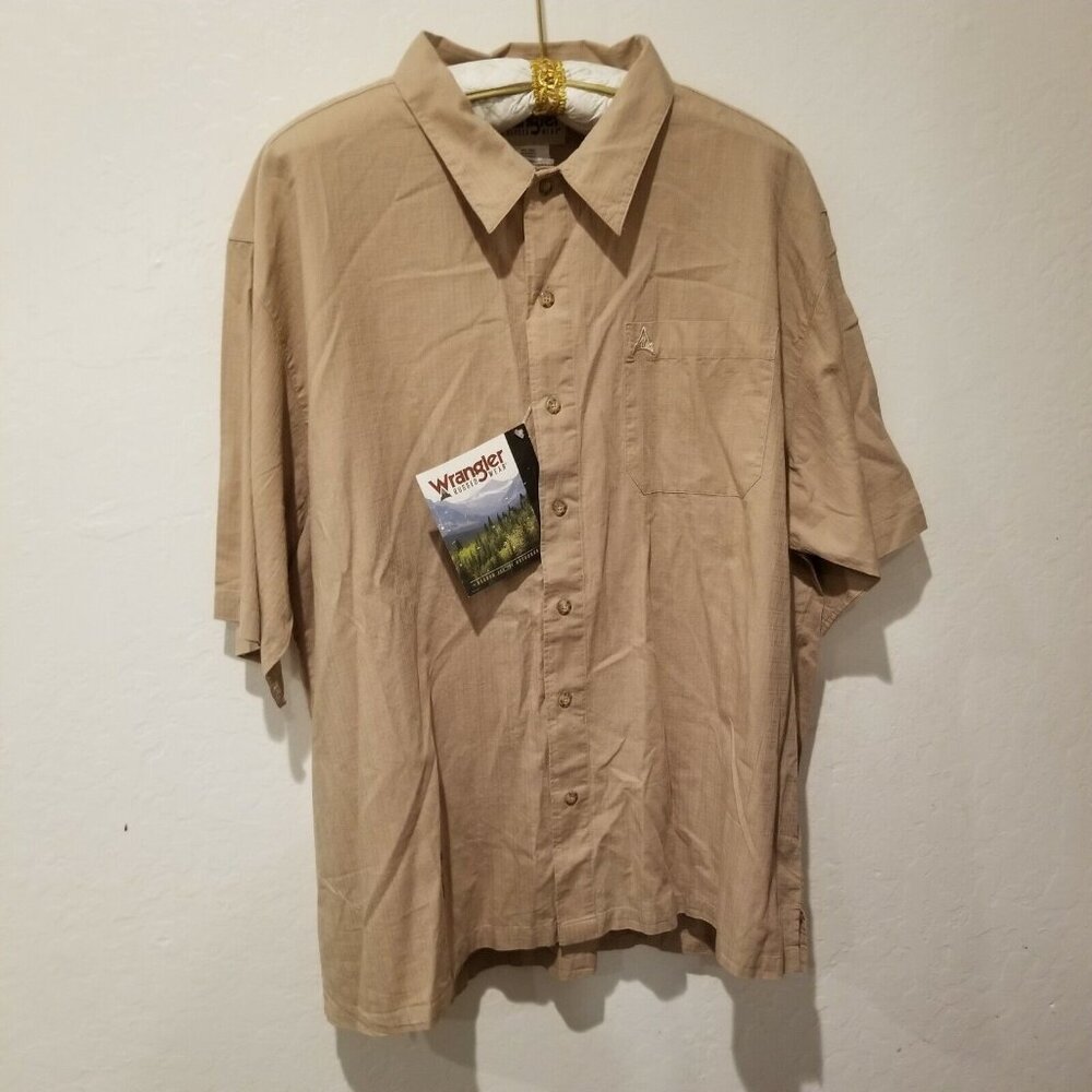 Wrangler Rugged Wear Men's Casual Button Down Shirt XXL Cotton Brown Outdoor New